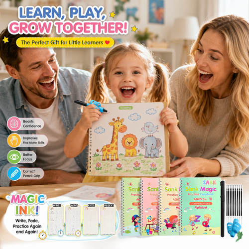 MagicBook | Kids Practice Copybook Set (4Pcs/Set)