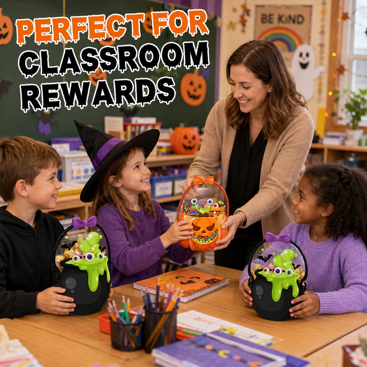 🎃Halloween Plastic Goodie Bags, Candy Gift Bags with Handle