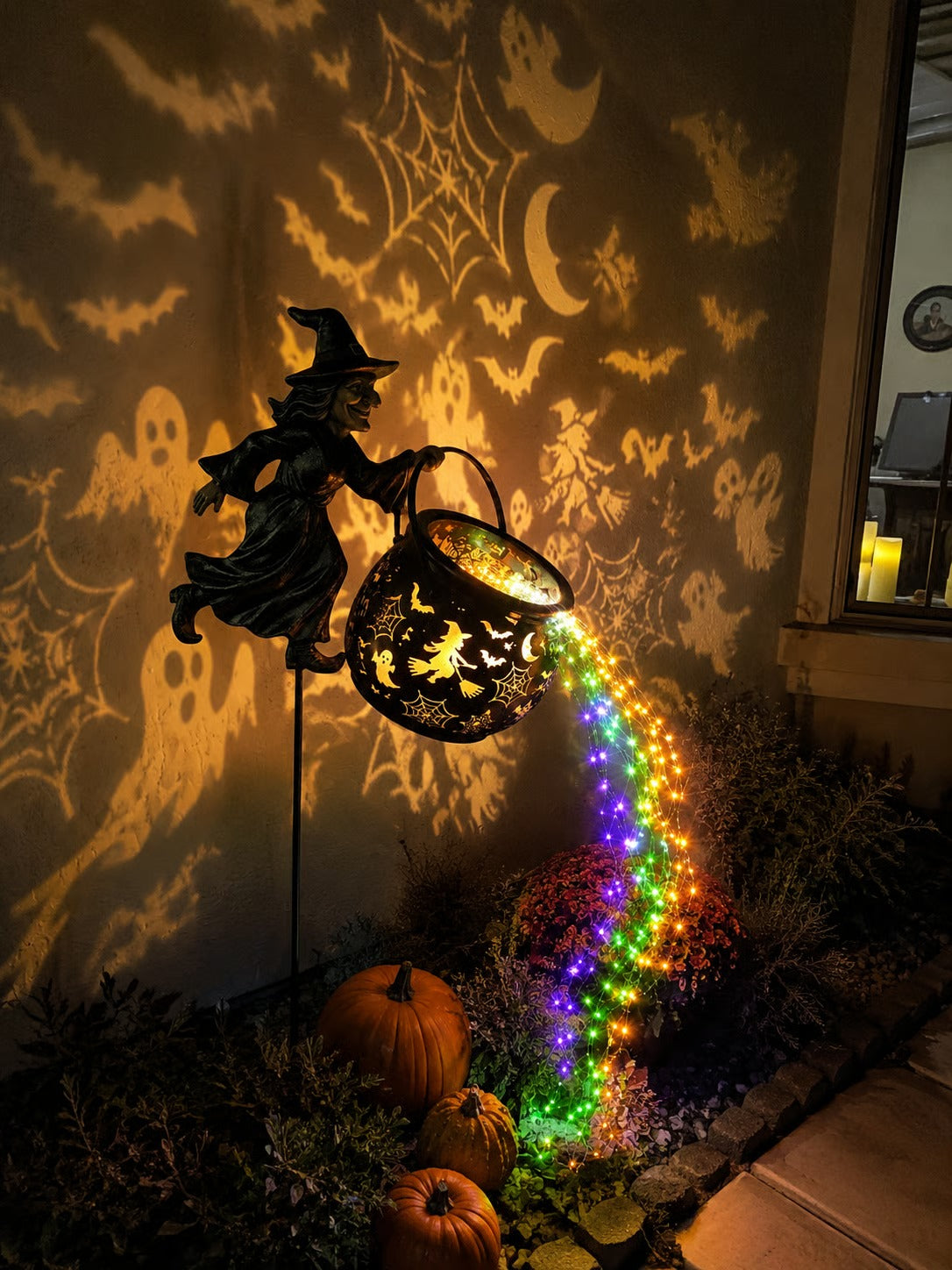 Halloween Witch Cauldron Garden Light with Color Projection