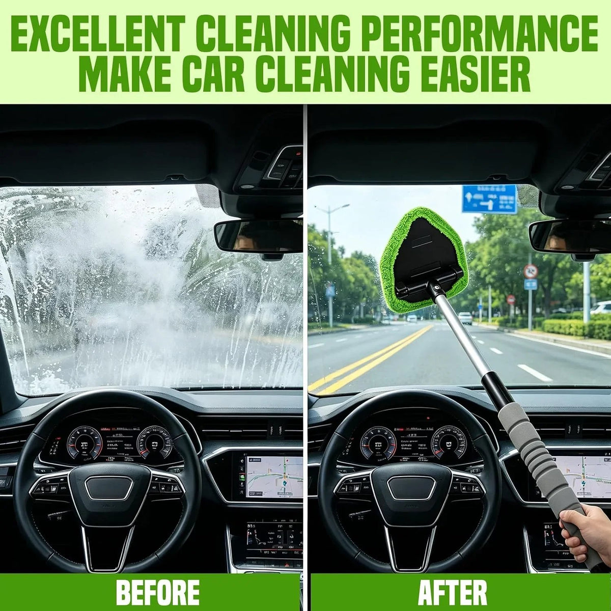 🔥Car Window Cleaner Kit Extendable Handle Windshield Cleaning Tool 🚗