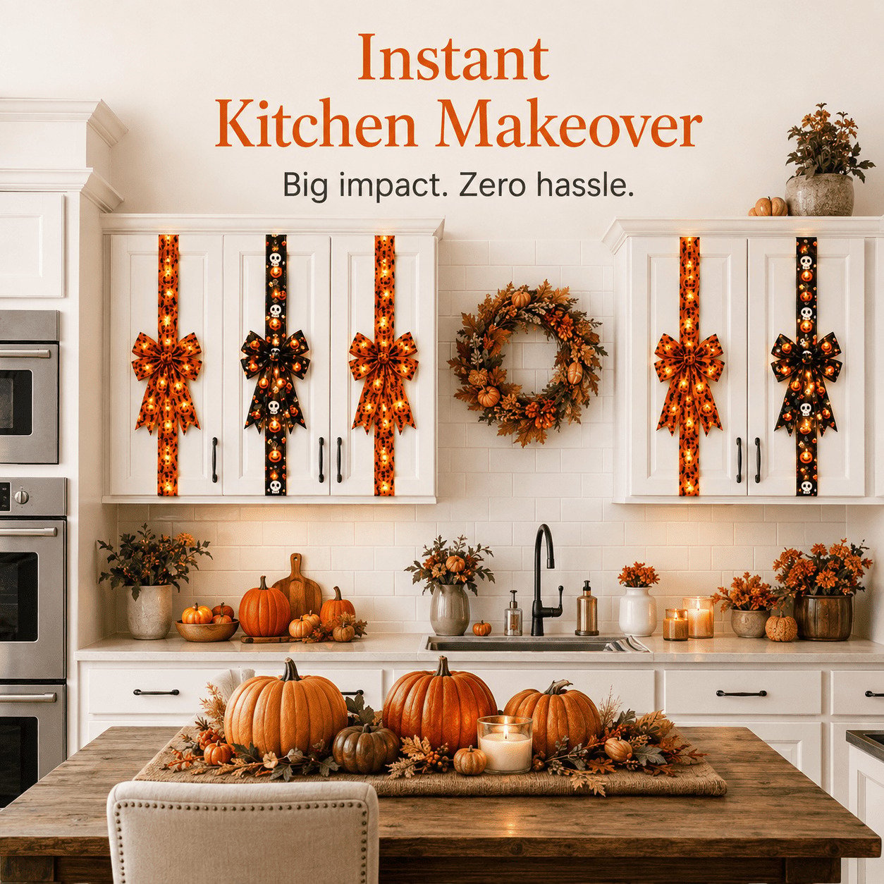 🔥Last Day 50% OFF 🎃Light-Up Halloween Cabinet Door Bow / Ribbon Decor
