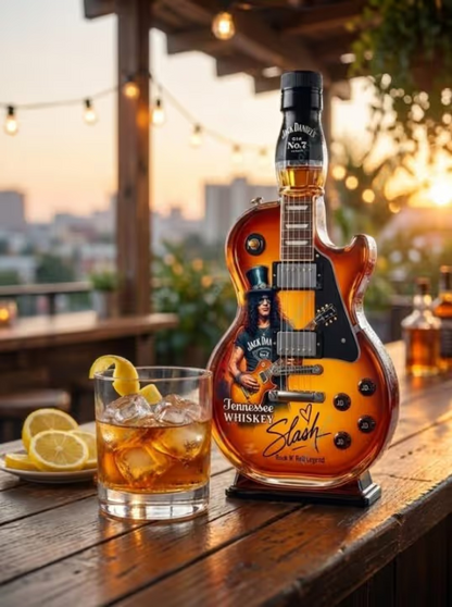 🎁 Flash Sale-49% OFF – 👨‍🎤🤘Appetite for Rock: Vintage Sunburst Guitar Figurine Spirit Bottle🎸✨