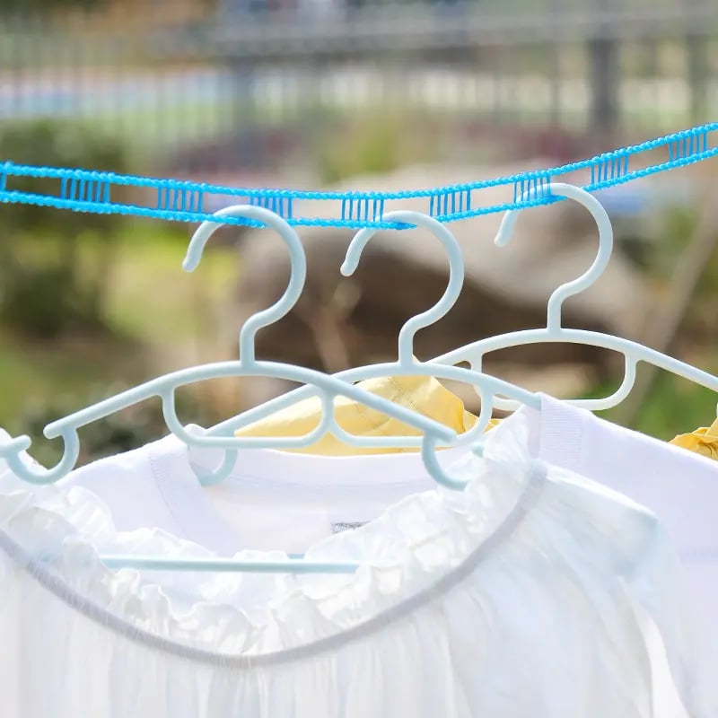 Adjustable Windproof Clothesline with Hooks - Portable Heavy Duty Travel Laundry Line for Outdoor, Backyard, Camping & Indoor Drying