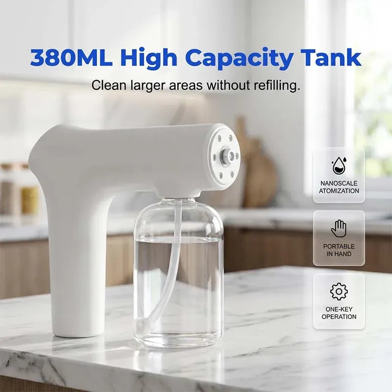 🚫 Cordless Nano Atomizer – Touchless Disinfecting, Blue Light – For Home, Office & Car 🏠