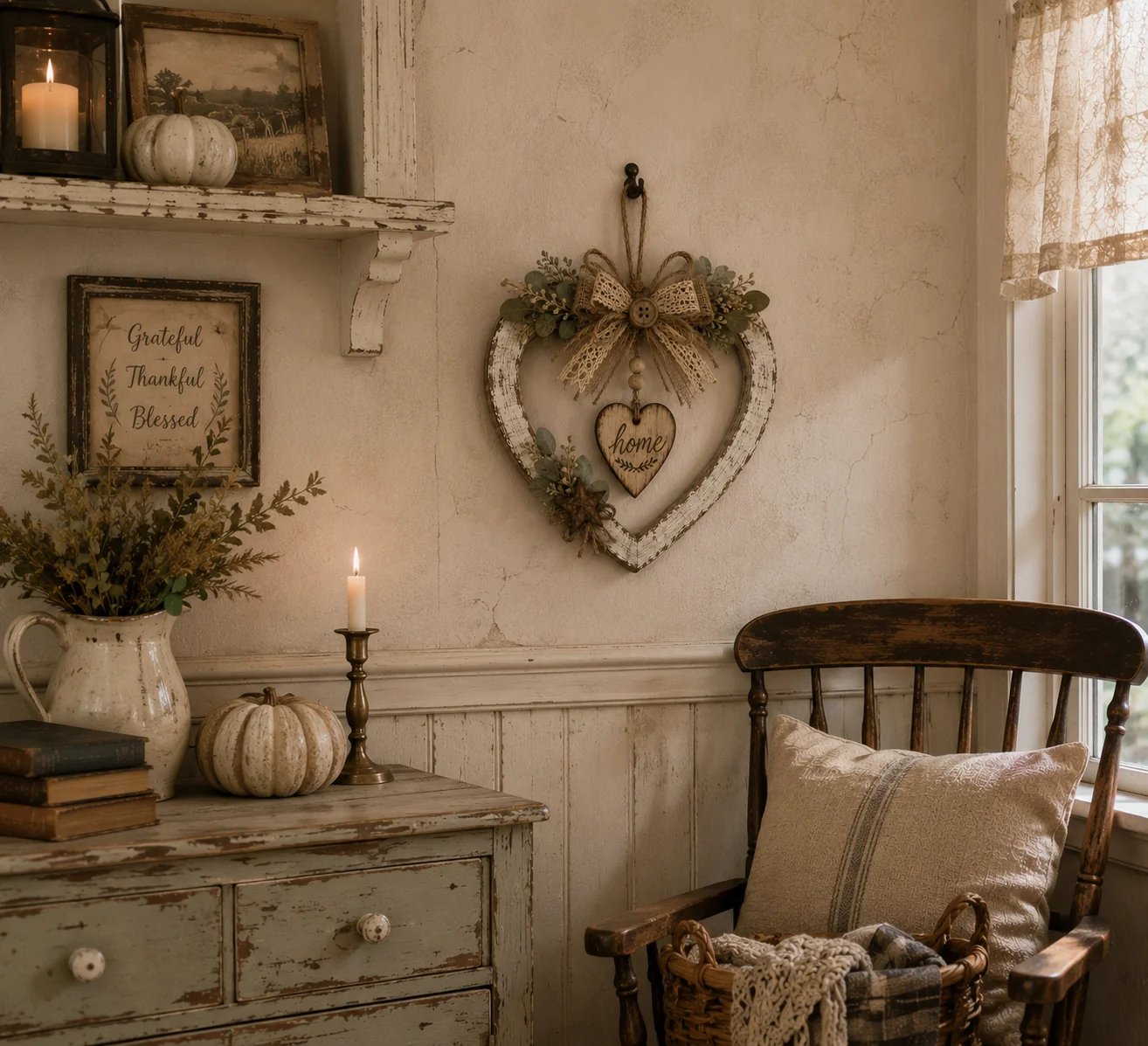 🔥HOT SALE🔥🤎Rustic Farmhouse Heart Wall Decor with “Home” Sign