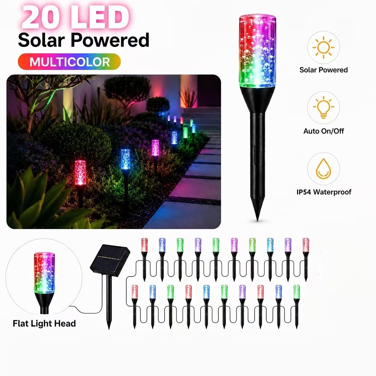 Solar Pathway Lights Outdoor Crystal Bubble