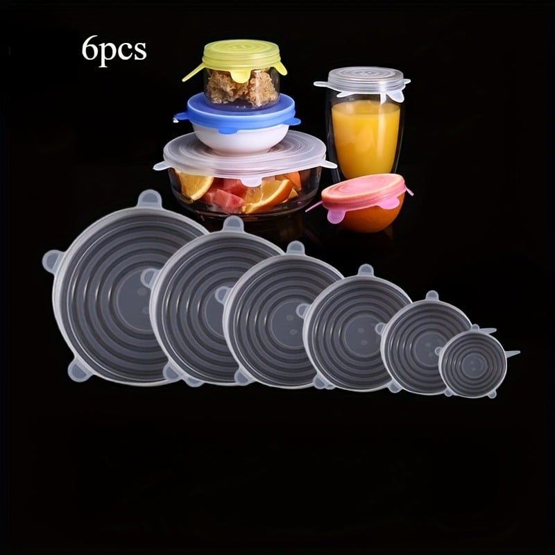 Silicone Stretch Lids, Reusable Airtight Food Covers for Food Storage