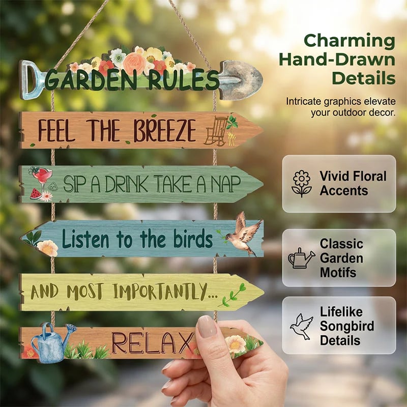 🏡⏰Last Day 60% OFF-Rustic Wooden Garden Hanging Sign Wall Decor Plaque