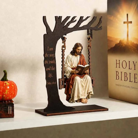 Jesus Swing Ornament✝️ – John 14:6 Faith Table Decor | Christian Bible Verse Home Decoration