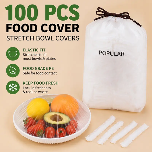 🛡️100 PCS Disposable Stretch Food Covers for Bowls & Plates