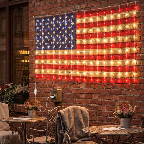✨Patriotic Flag Net Lights – USB, Waterproof, 50,000-Hour✨