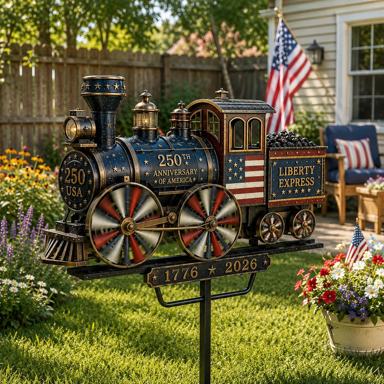 🔥Limited time 55% OFF🔥🚂USA 250 “Liberty Express” Train Garden Wind Spinner -✈️