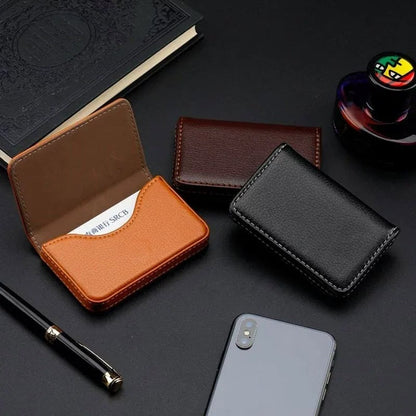 💖Hot Sale 49% OFF💼 PU Leather Business Card Holder – Slim Magnetic Name Card Case