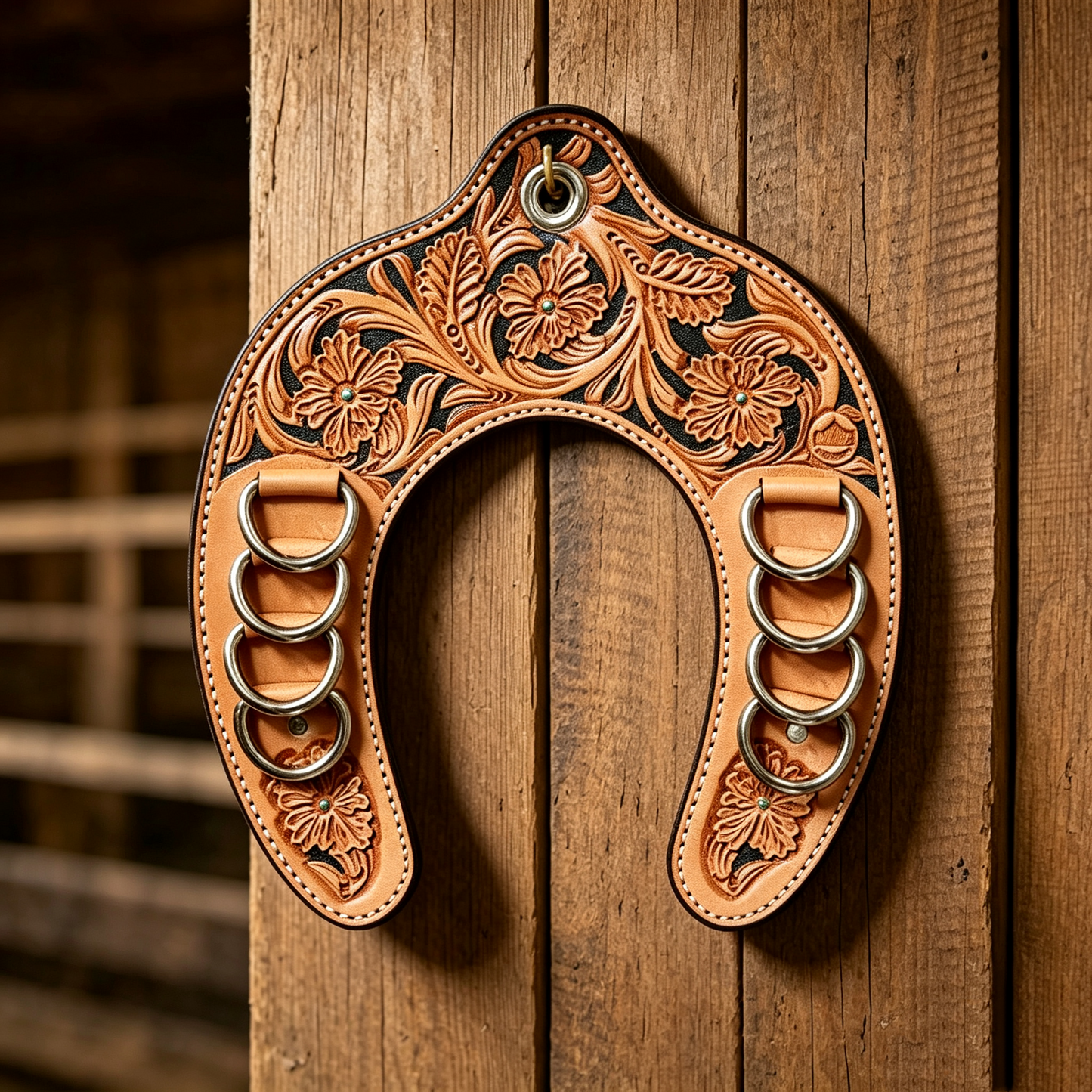 🔥 Handcrafted Leather Horseshoe Wild Rag Holder | Western Scarf & Bandana Organizer (📦Buy 2 Free Shipping)