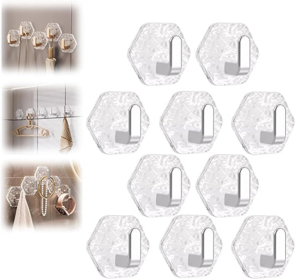 🛠️10 Pack Hexagonal Ripple Heavy Duty Hooks for Bathroom, Kitchen & Household Organization