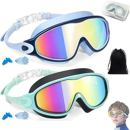 🏆🏊 Crystal Clear Kids Swim Goggles (2-Pack) | Anti-Fog, Leak-Proof & UV Protection