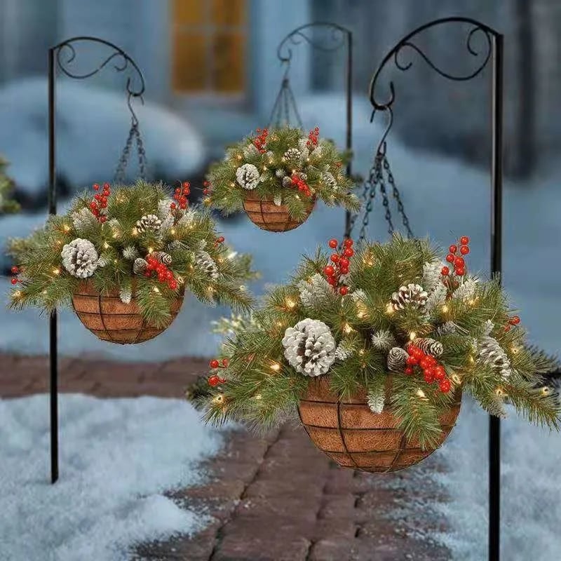 🔥😍🔥60% OFF 🎄Christmas Hot Sale🏆Pre-Lit Artificial Christmas Hanging Basket