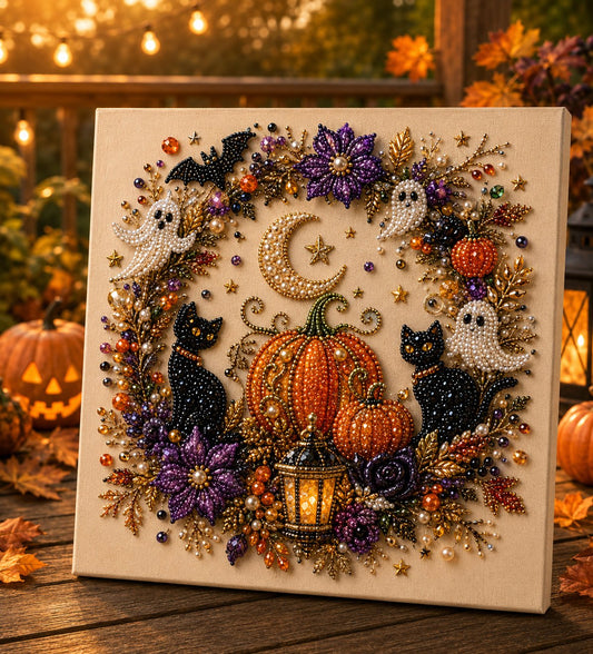 👻 Last Day 60% OFF – 👻✨ Halloween Pearl Art DIY Kit – Turn Tiny Pearls into Spooky-Cute Magic