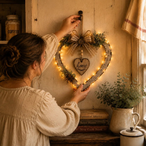 🔥HOT SALE🔥🤎Rustic Farmhouse Heart Wall Decor with “Home” Sign