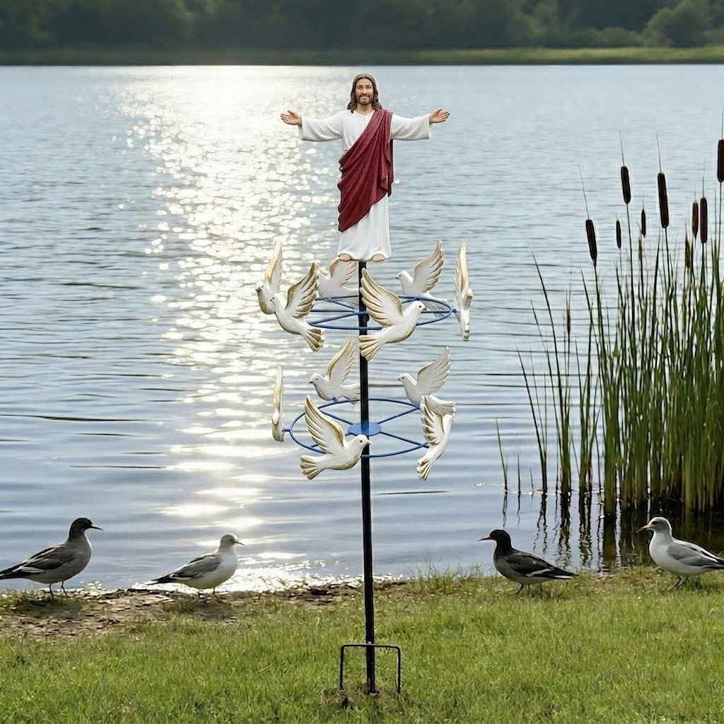 🔥HOT SALE 49% OFF✝️🙏🕊️The Divine Jesus & Holy Dove Garden Wind Spinner⛪🛐