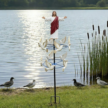 🔥HOT SALE 49% OFF✝️🙏🕊️The Divine Jesus & Holy Dove Garden Wind Spinner⛪🛐