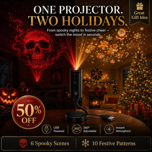 🎄👻✨60,000+ Sold — Plug & Play HD Holiday Projector for Christmas & Halloween Decor