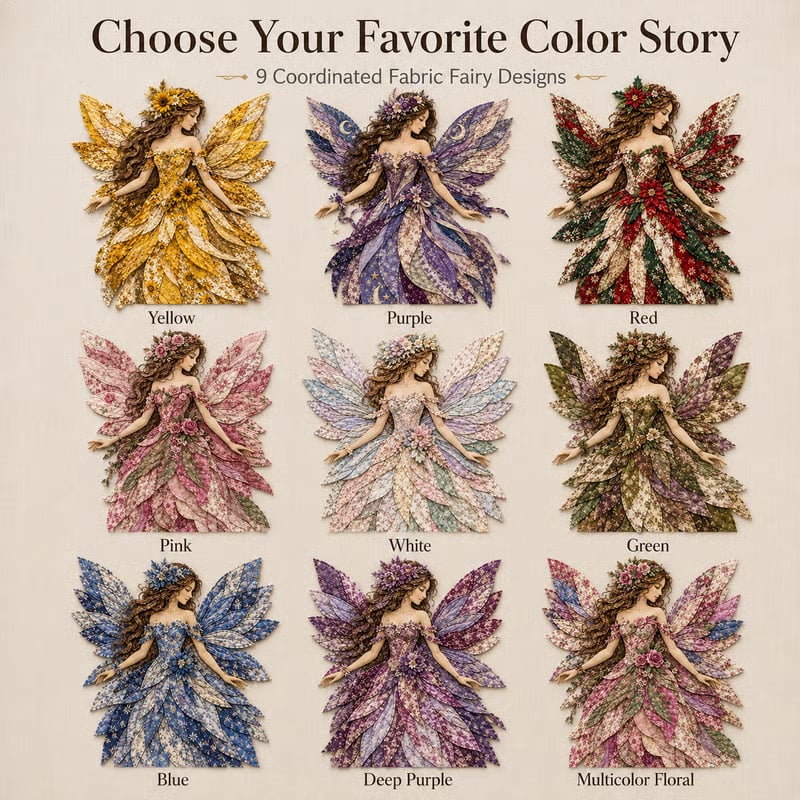 🧚‍♀️🌸 Premium Fairy Patchwork DIY Kit | High-Quality Layered Fabric with Floral Wings DIY Handmade Fantasy Wall Decor ✨