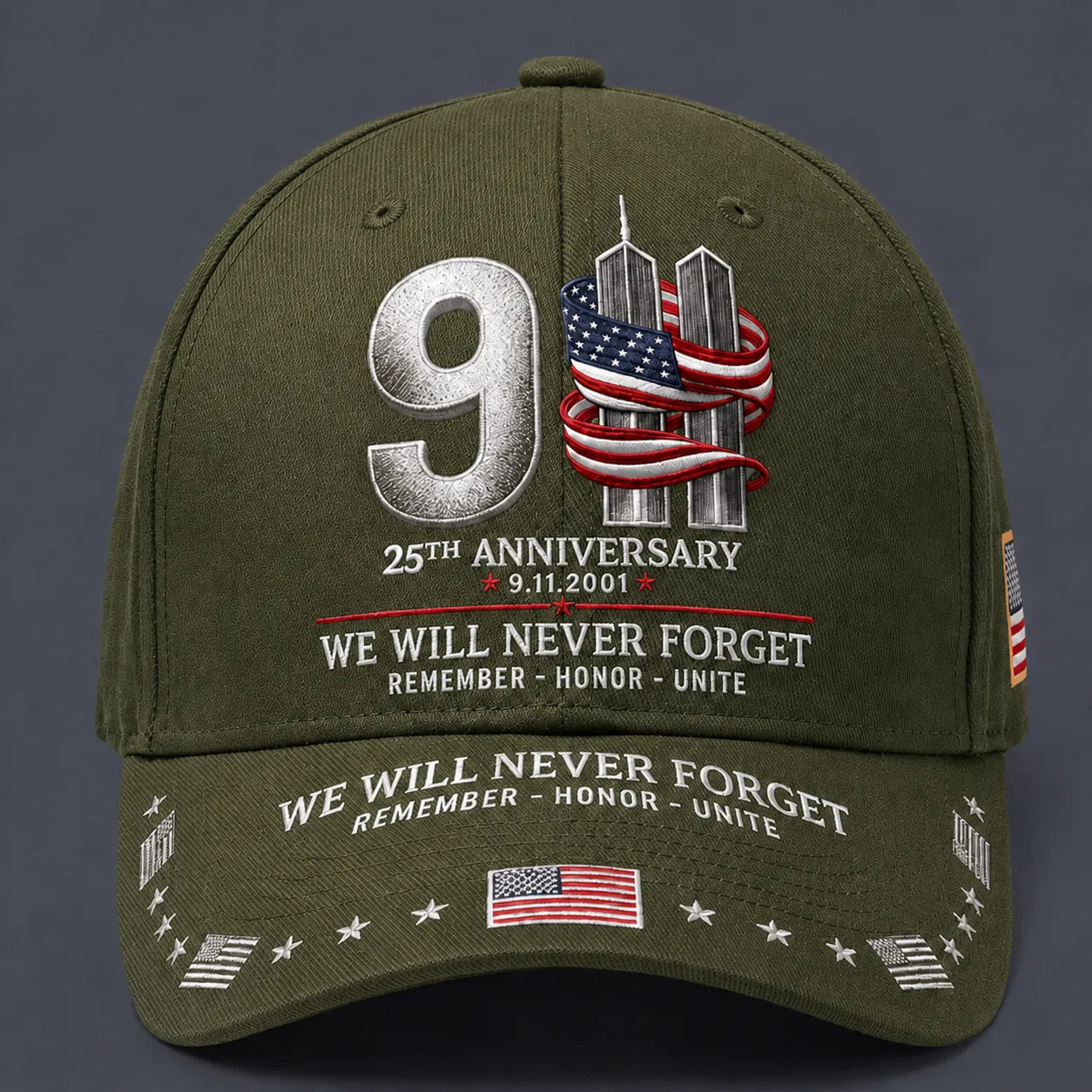 ⚡️9/11 25th Anniversary We Will Never Forget Embroidered Memorial Baseball Cap – Unisex Patriotic Memorial Hat🧢 100% Cotton