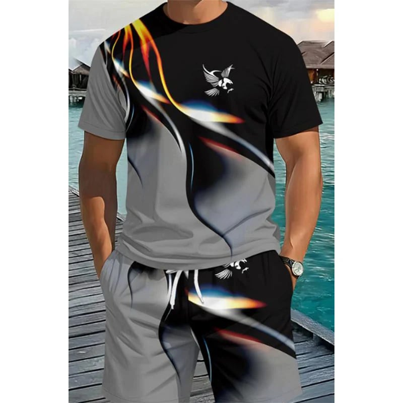 ⏳🔥LIMITED-TIME  48 OFF! 👕 Men’s Abstract Print T-Shirt & Shorts Set – Bold Style & Summer Comfort ✨