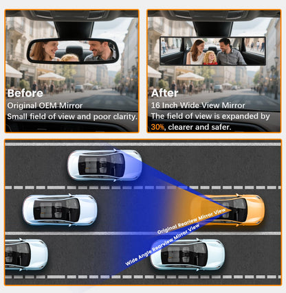 Panoramic Car Rear View Mirror Universal Extender Convex