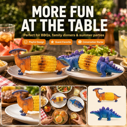 🔥Last Day Promotion🦖Dinosaur Corn Holders for Corn On The Cob🧒 - Funny Corn Cob Holder for Kids and Adults with Stainless Steel Prongs🌽