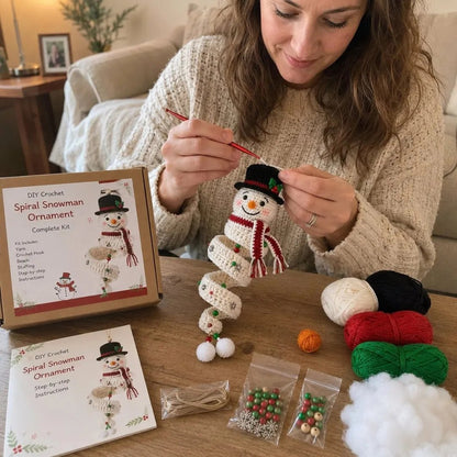 ☃️ DIY Spiral Crochet Snowman Kit