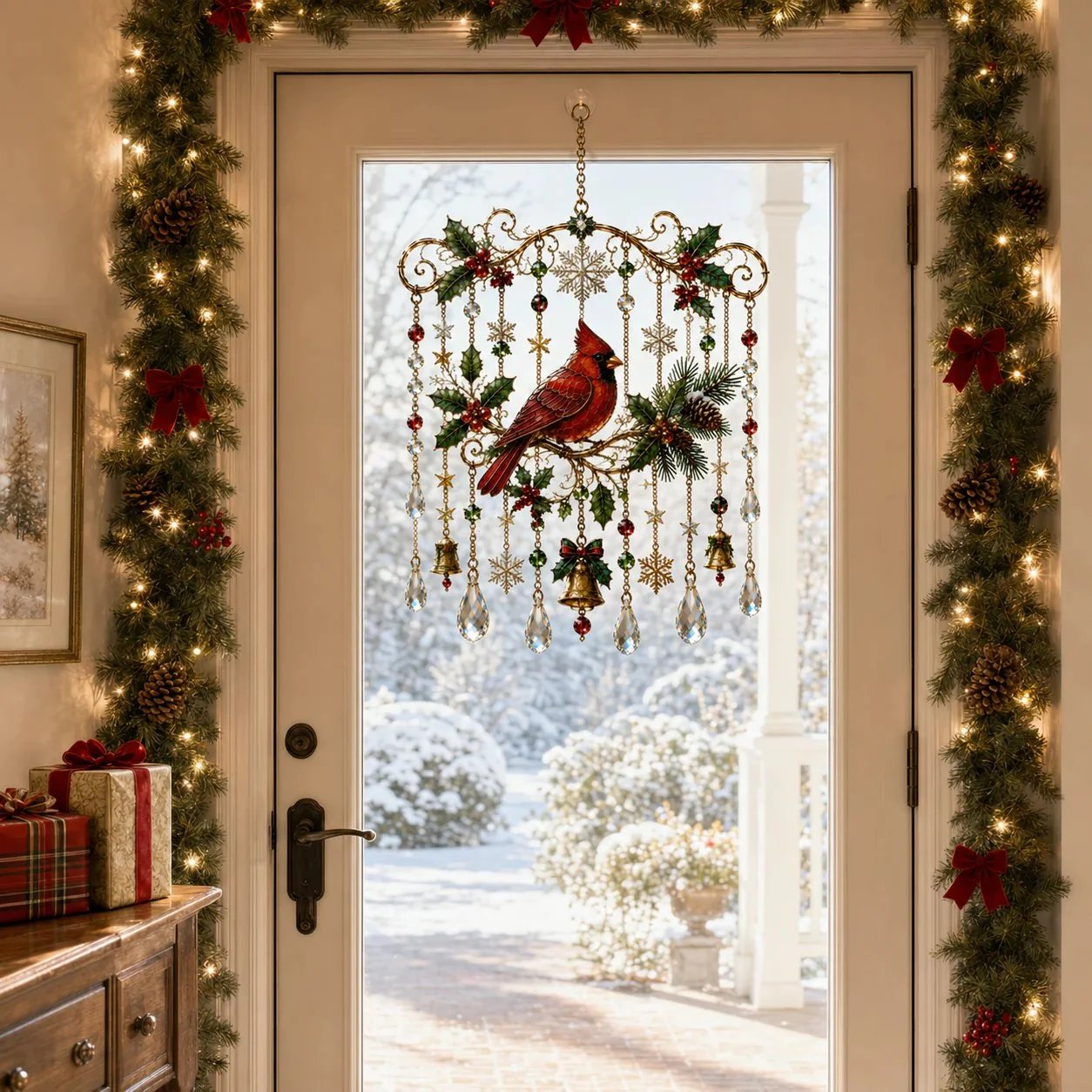 Christmas Stained Glass Window Hanging Suncatcher