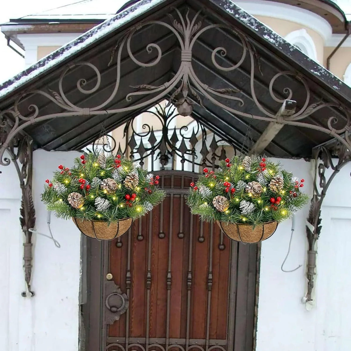 🔥😍🔥60% OFF 🎄Christmas Hot Sale🏆Pre-Lit Artificial Christmas Hanging Basket
