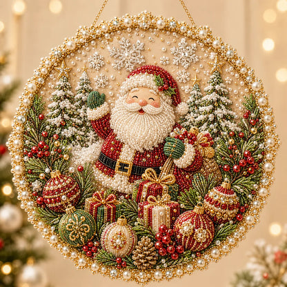 🌸🌻🍂🎄✨ Four Seasons & Holiday Pearl Art Hanging Wreath Kit | Luxury Flocked Canvas with Scratch-Resistant Non-Fading Pearl Beads DIY Handmade Seasonal Decor 💎