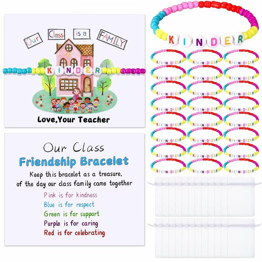 🎒Back to School Friendship Bracelets Set🧒 -Include Our Class Is a Family Greeting Card and  Bracelet with Bags Gift