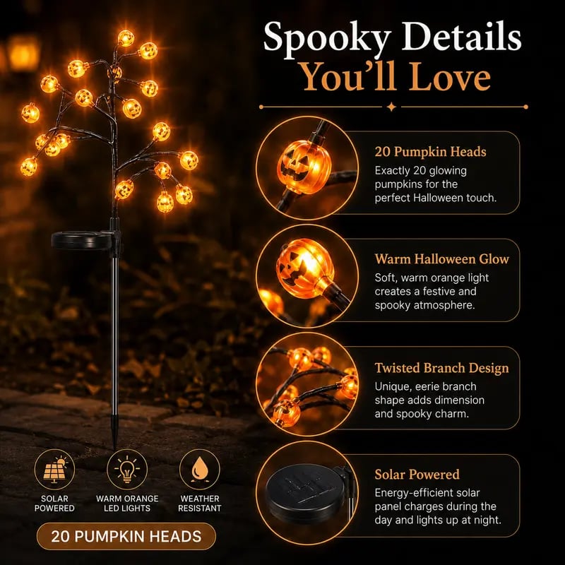 🎃 Pumpkin Solar Stake Lights – Halloween Outdoor Yard Decor