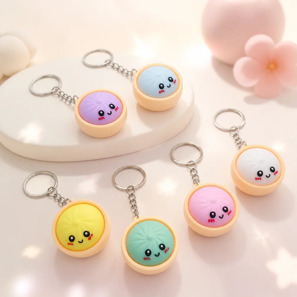 🔥 49% OFF🔥  Cute Dumpling Pressable Fidget Keychain - touch sensing light
