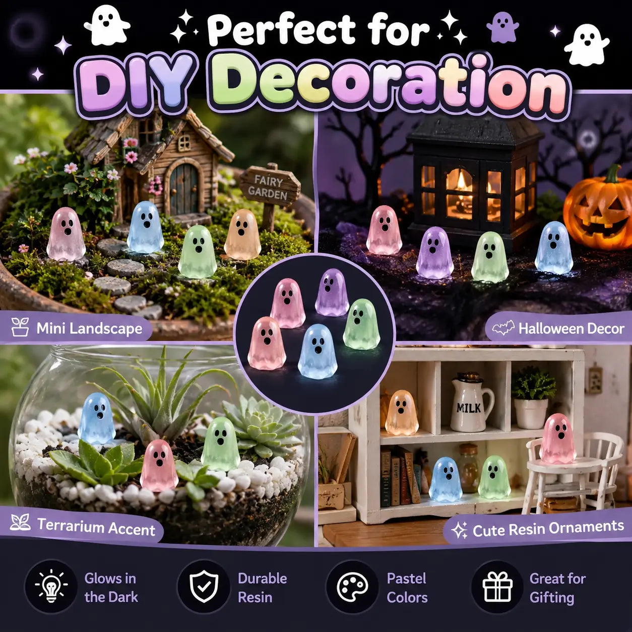 ⏳ Last day 50% OFF –👻Glow In Dark Cute Ghost Resin Bead Set