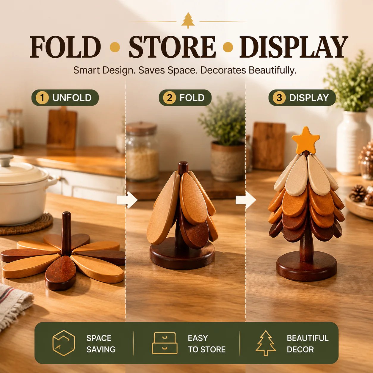 Wooden Tree Trivet – Cozy Table Decor & Heat Resistant Pot Holder