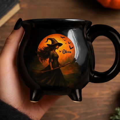 🔥HOT SALE🔥Custom Witch Cauldron Coffee Mug - Personalized Halloween Witchy Gifts For Besties, Sisters, BFF, Family, Yourself - Witching You A Wicked Brew