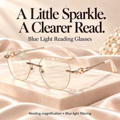 👓✨ Women’s Sparkling Rimless Blue Light Reading Glasses