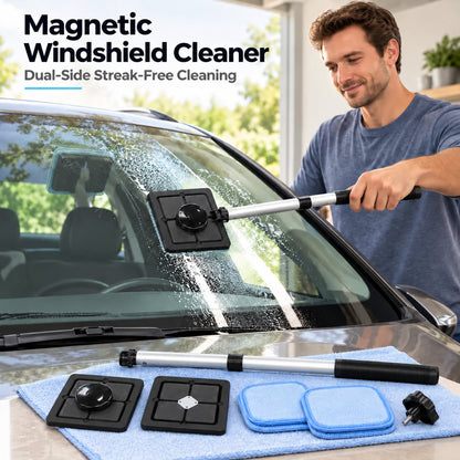 Dual Magnetic Car Windshield Cleaner | Streak-Free Auto Glass Cleaning Kit