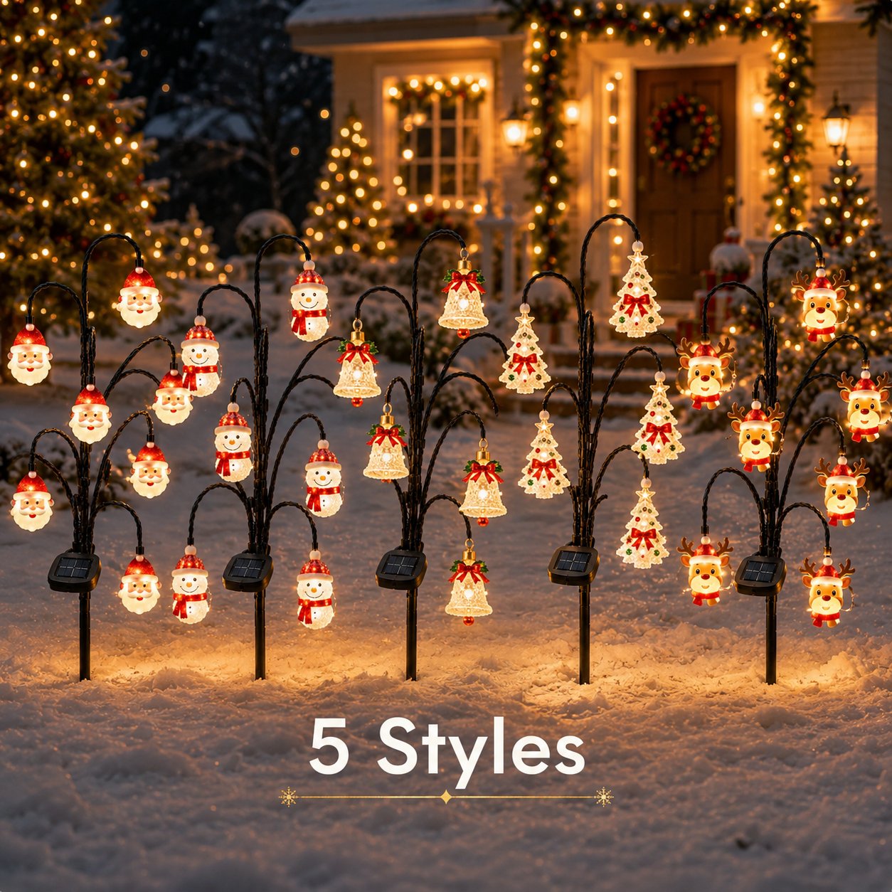 ⏳ Last day 50% OFF– 🎄Solar Santa Stake Lights 5 Styles Outdoor Yard Decor
