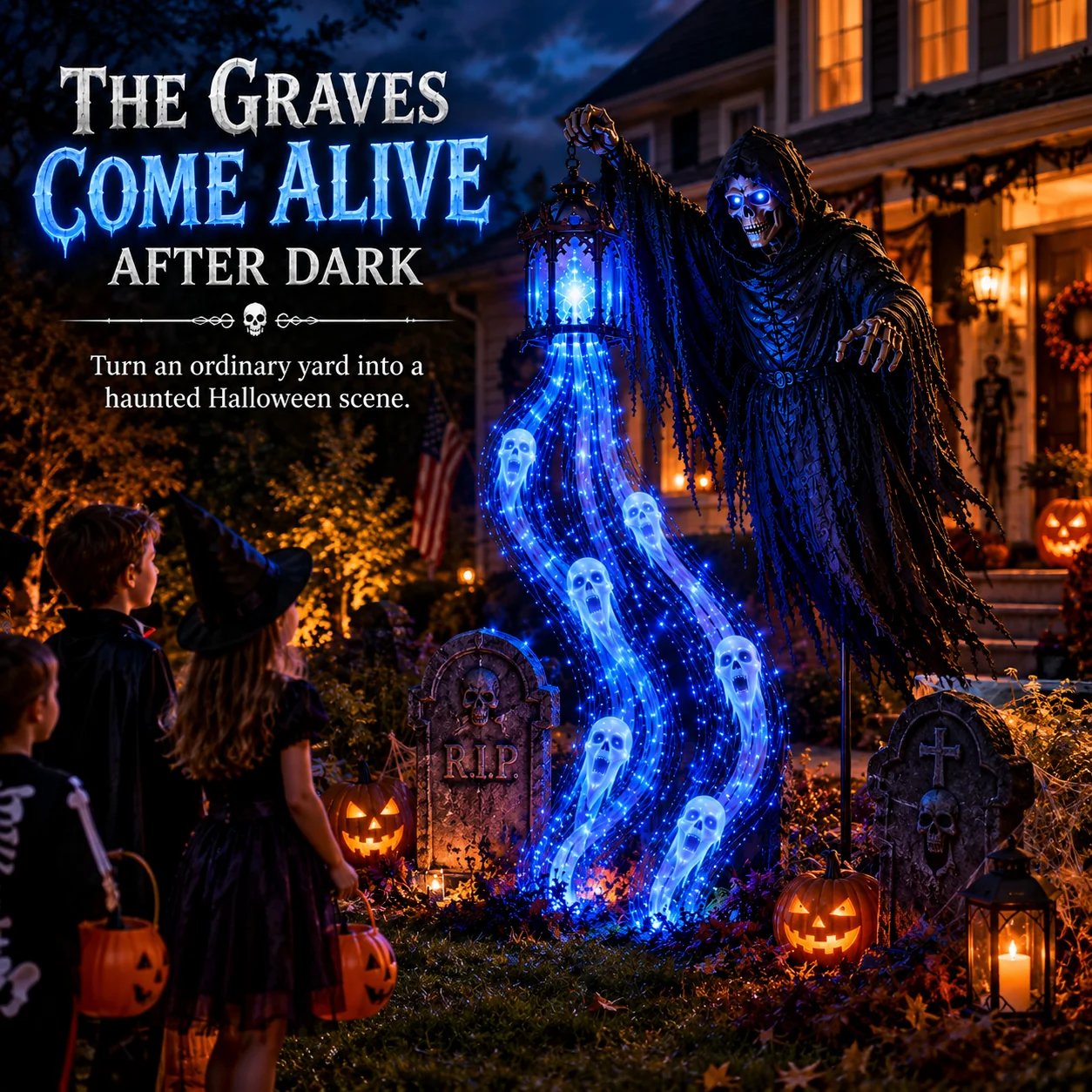 🔥 Today Only: 51% OFF 🎁Animated Halloween Headless Horseman Garden Light 💀
