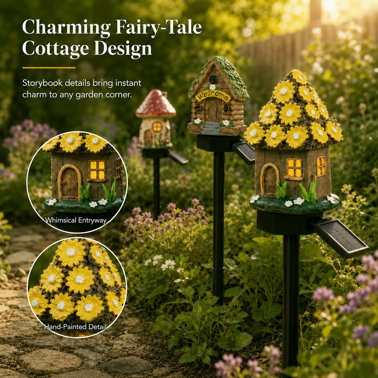 🔥Summer Sale is ON! Up to 60% OFF - Solar Fairy-Tale Mushroom Cottage Garden Light