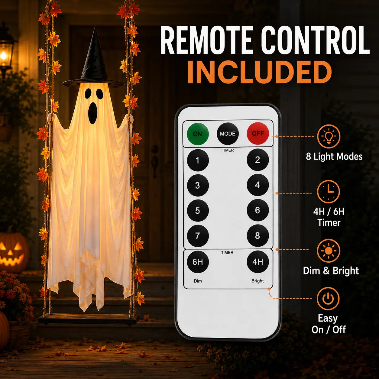 👻Halloween Swinging Ghost Light Create A Magical Haunted Porch This Halloween💡