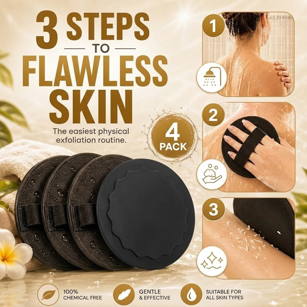 🛀Soft Rubber Shower Scrubber for Gentle Exfoliation & Deep Cleansing