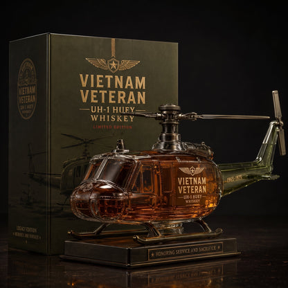 🇺🇸🚁🎖️Vietnam Veteran UH-1 Huey Helicopter 1965-1975 Whiskey Bottle