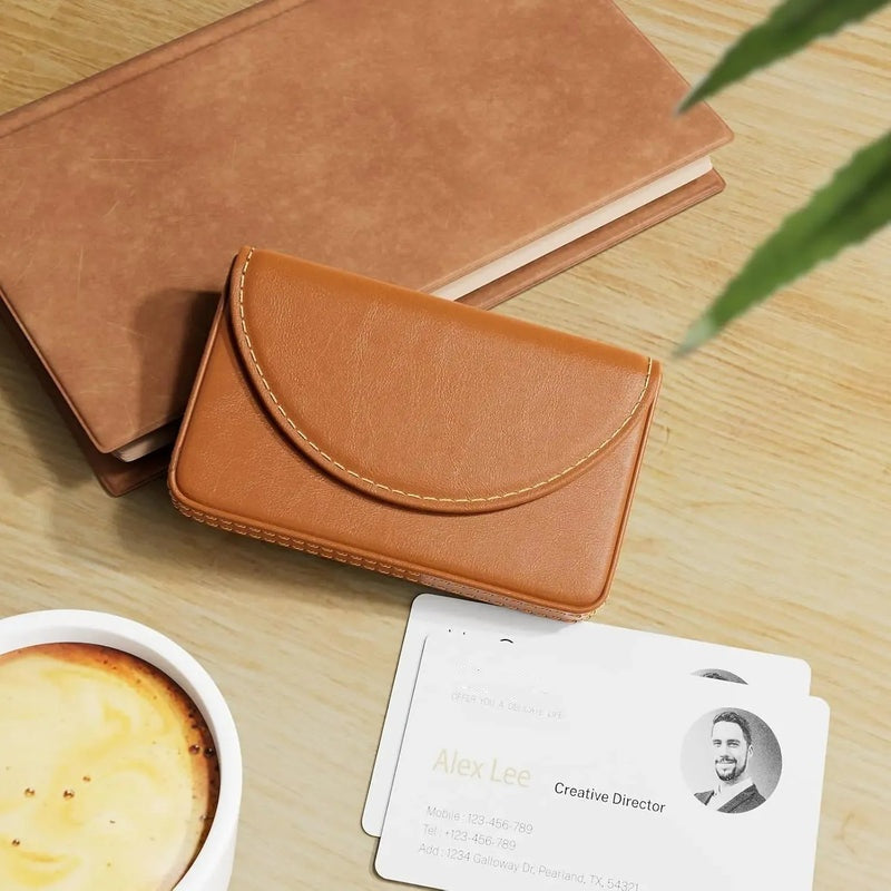 💖Hot Sale 49% OFF💼 PU Leather Business Card Holder – Slim Magnetic Name Card Case